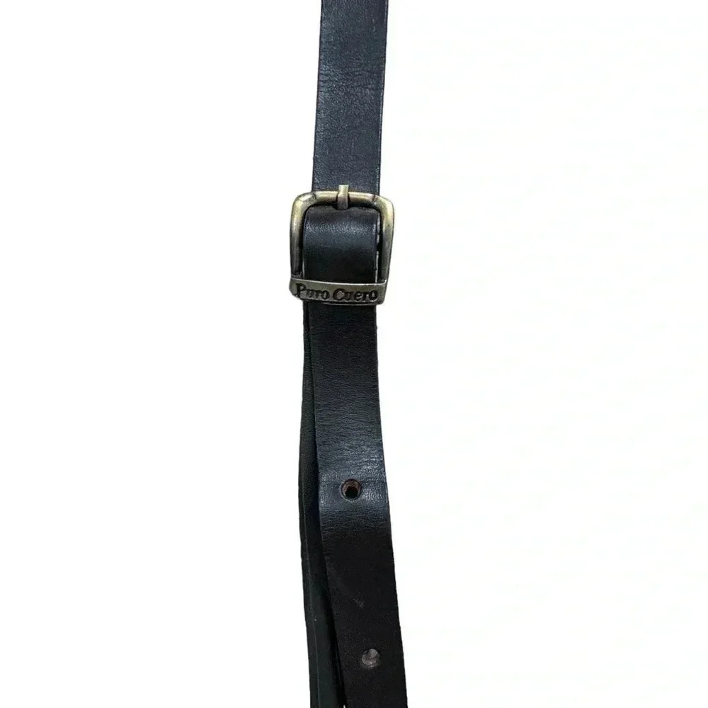 Vintage 1970’s Western Tooled Atzec Leather Crossbody Bag 8”h x 7”I - Picture 11 of 12
